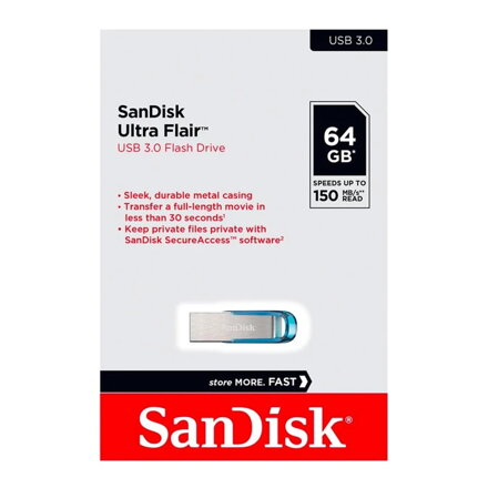Sandisk USB 64GB Ultra Flair 3.0 tropická modrá