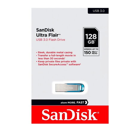 Sandisk USB 128GB Ultra Flair 3.0 tropická modrá