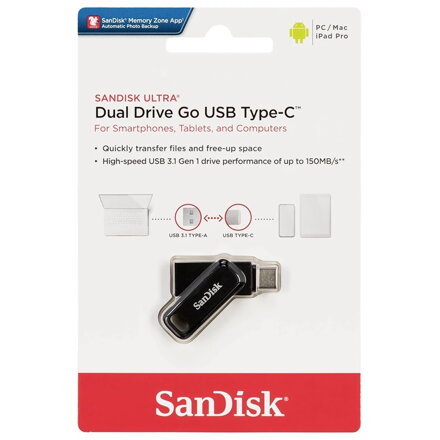 SanDisk Ultra Dual Drive Go USB Type-C, 400 MB/s 256 GB, čierna