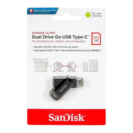 SanDisk Ultra Dual Drive Go USB Type-C, 400 MB/s 512 GB, čierna