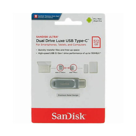 SanDisk Ultra Dual Drive Luxe 512 GB USB kľúč Type-C 400 MB/s
