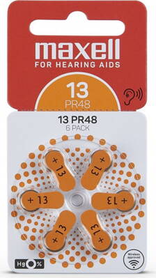 Maxell 13 (PR48) hallókészülékekhez 1,45V (Zinc Air) 6 db