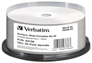 Verbatim BD-R 6X 25GB SL Print NO ID Cake 25