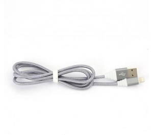 OMEGA FABRIC BRAIDED LIGHTNING TO USB 1,5A 118 COPPER POLY 2M GREY [44183]