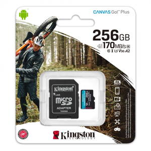 Kingston 256GB microSDXC Class Canvas Go! Plus A2 U3V30 170MB/s + adapter
