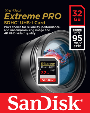 Sandisk SDHC 32GB 95MB/s V30 UHS-I U3