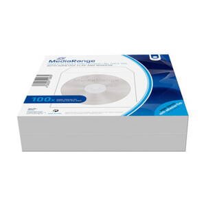 MediaRange Paper sleeves for 1 disc, with adhesive flap and window, white, Pack 100