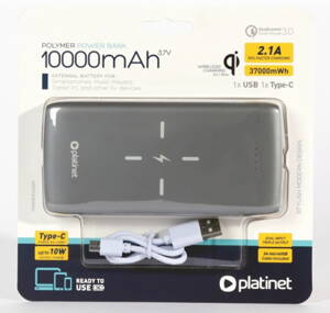 Platinet power bank with wireless charger 10000mAh QI 10W PD USB-C Quick Charge 3.0 (44998)