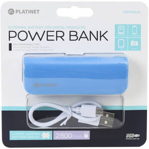 PLATINET POWER BANK LEATHER 5200mAh BLUE + microUSB cable [43409]