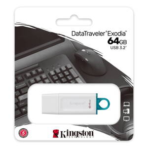 KINGSTON 64GB USB 3.2 Gen 1 DataTraveler Exodia White