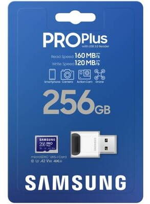 Samsung MicroSDXC pamäťová karta 256 GB PRO Plus + USB adaptér