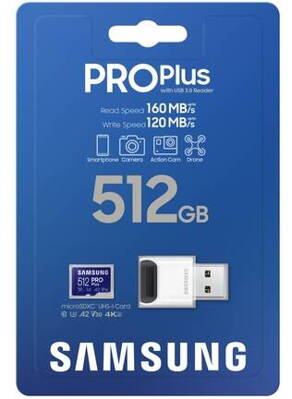 Samsung MicroSDXC pamäťová karta 512 GB PRO Plus + USB adaptér