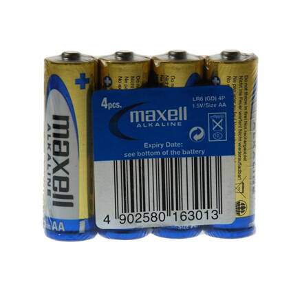 Maxell Alkaline AA LR6 Shrink 4 PK