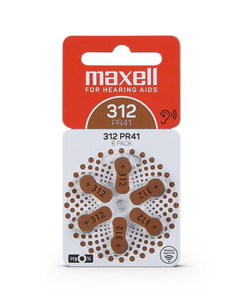 Maxell PR41 (312) sluchové batérie zinkové 1,45V  6 ks