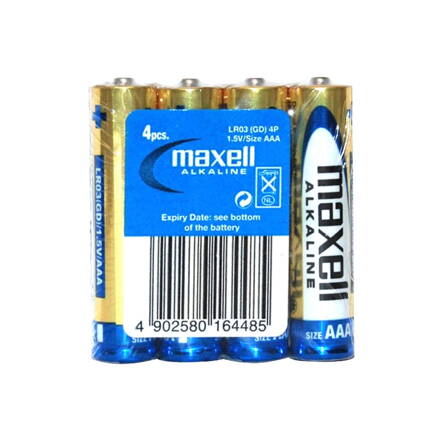 Maxell Alkalické batérie AAA LR03 Shrink 4 PK (bar code)