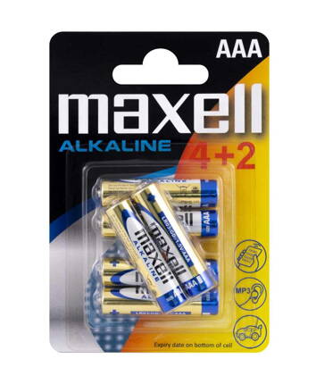 Maxell Alkaline LR 03 AAA Blister 6 Pk (4+2)