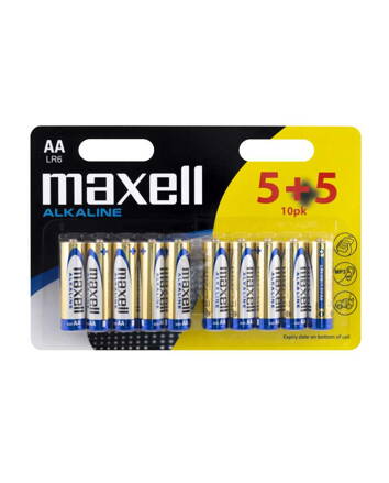 Maxell Alkaline LR6 AA Blister 10 Pk (5+5)