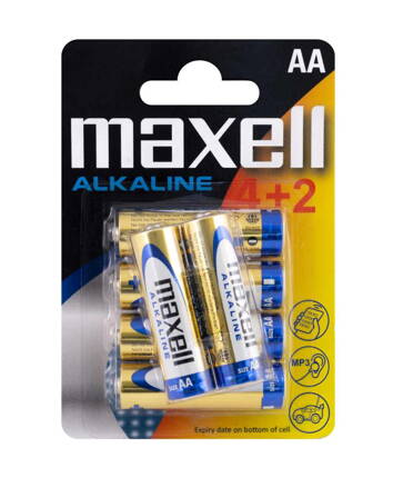 Maxell Alkaline LR6 AA Blister 6 Pk (4+2)