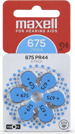 Maxell 675 (PR44) sluchové batérie 1,45V (Zinc Air) 6 ks