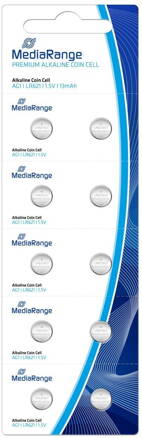 MediaRange Premium Alkaline Coin Cells, AG1|LR621|1.5V, Pack 10