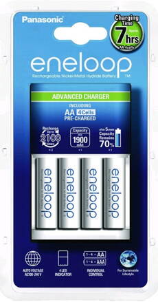 Panasonic Eneloop Charger + Eneloop R6/AA 1900mAh, 4 ks  BQ-CC17