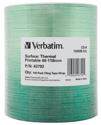 Verbatim CD-R 52X 700MB termotlačiteľný  NO ID shrink 100