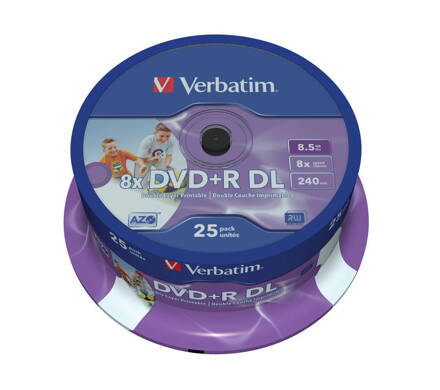 Verbatim DVD+R DL 8X 8,5GB Print Cake 25