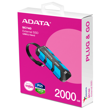 ADATA SC740 Externí SSD disk 2TB 1000 MB/s USB 3.2 Gen2 