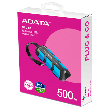 ADATA SC740 Externí SSD disk 500GB USB 3.2 Gen2 1000 MB/s 