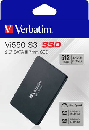 Verbatim SSD 512 GB SATA III Vi550 S3 belső lemez, 2,5" SSD meghajtó
