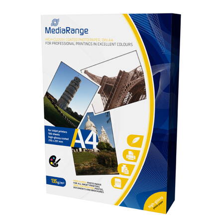 Mediarange Paper A4 PH. H.Glossy 135G,(100)