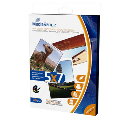 Mediarange Paper 130X180MM H.Glossy 220G,(50)