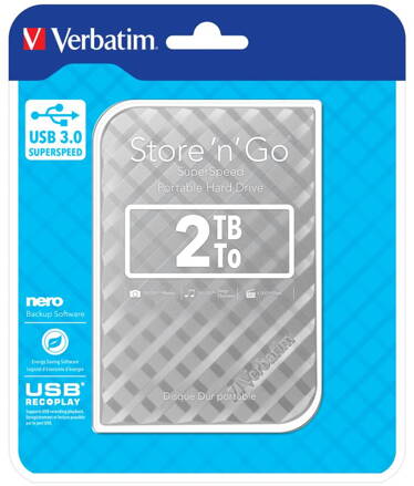 Verbatim HDD 2.5" 2TB USB 3.0 SuperSpeed strieborný