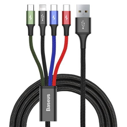 Baseus nabíjací USB kábel 4v1 Lightning + Type-C(2) + Micro 3.5A  1.2m Black