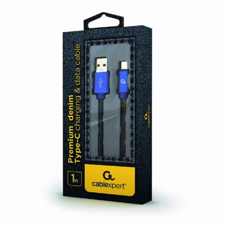 Gembird Type-C USB Premium Jeans kábel [1m] kék