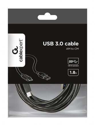 GEMBIRD Type-C USB kábel fekete 1,8 m 3.0 