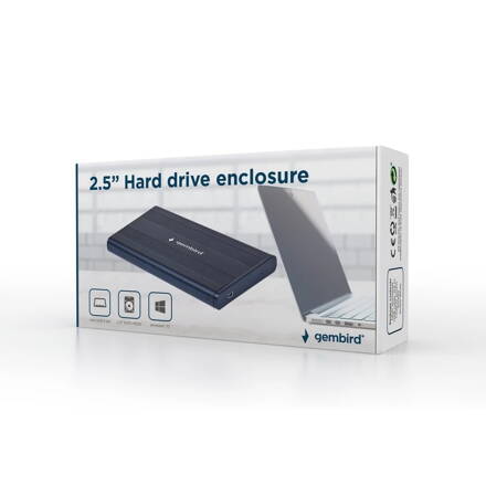 GEMBIRD externý HDD/SSD kryt 2,5'' USB 2.0 hliník čierny
