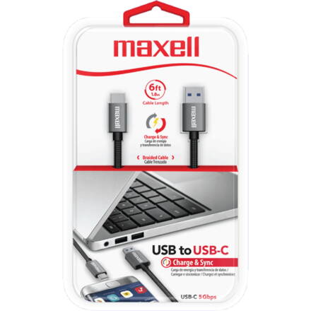 MAXELL Type-C - USB opletený kábel 1,8m čierny