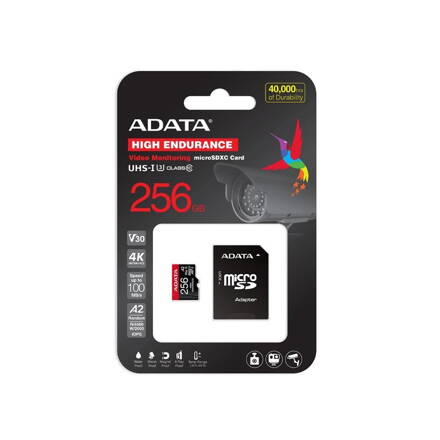 ADATA High Endurance MicroSDXC 256GB UHS-I U3 V30 A2 + adapter 100/85 MB/s