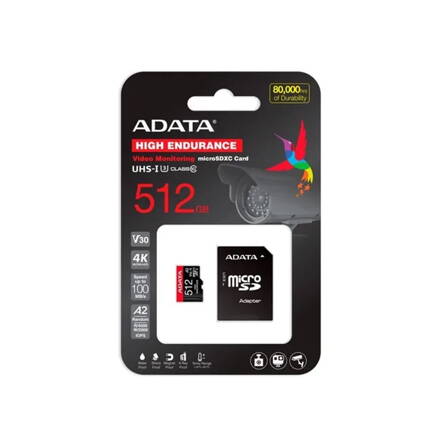 ADATA High Endurance MicroSDXC 512GB UHS-I U3 V30 A2 + adapter 100/85 MB/s