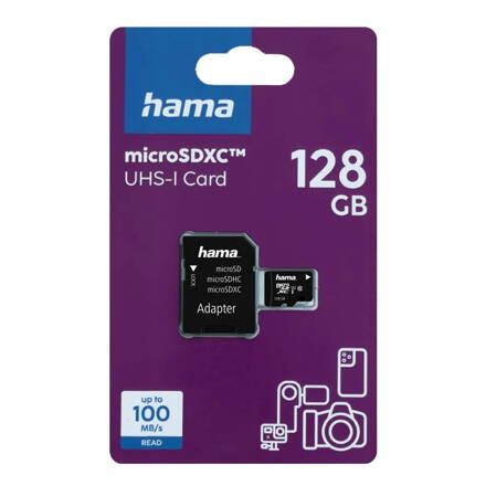 HAMA microSDXC 128 GB Class 10,  UHS-I, 100MB/s + adpater