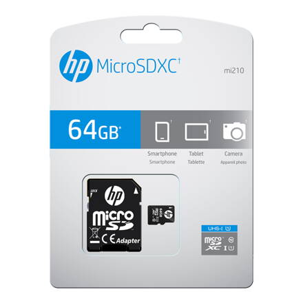 HP mi210 microSDXC 64GB UHS-I U1, Class 10, 100 MB/s + adpater