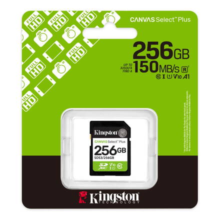 Kingston 256GB SDXC Canvas Select Plus UHS-I U1 V10 CL10 150MB/s 