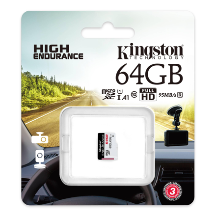 Kingston micro SDXC 64GB High Endurance UHS-I U1 A1, 95/30 MB/s, class 10