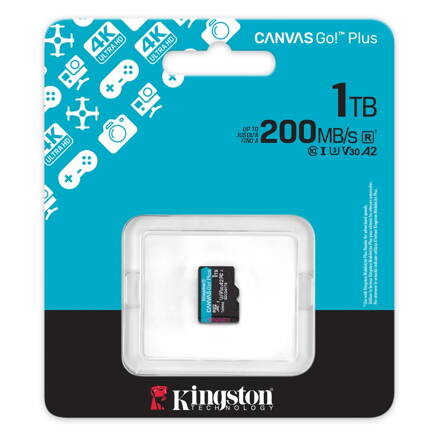 Kingston 1TB microSDXC Pamäťová karta Canvas Go! Plus UHS-I, U3, V30, A2 200/160MB/s
