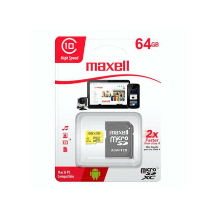 Maxell Micro SDHC 64B Class 10+ adapter  (yellow)