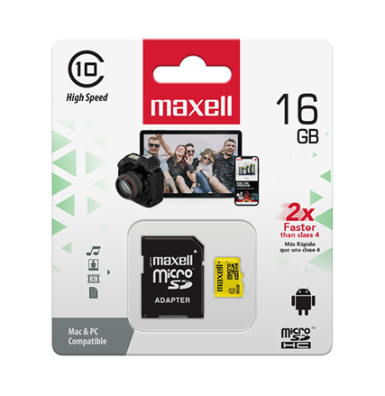 Maxell Micro SDHC 16GB Class 10+ adapter (yellow)