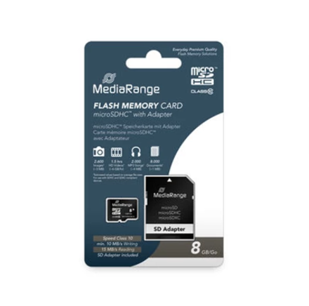 Mediarange Micro SDHC 8GB Class 10+ adapter