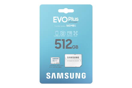 Samsung EVO Plus Micro SDXC 512GB + adaptér UHS-I U3  Class 10 160 MB/s