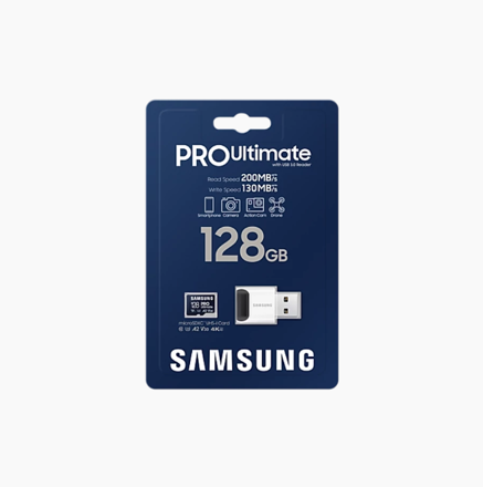 Samsung PRO Ultimate micro SDXC 128GB+ USB adapter 200MB/s UHS-I U3  Class 10 + Adaptér